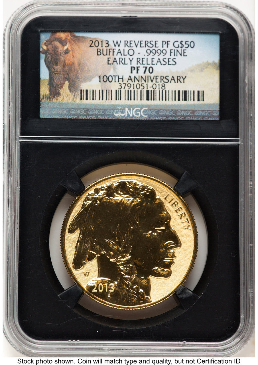2013-W Reverse Proof Gold Buffalo 1 oz ER Bison Label NGC PF70