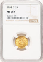 1898 $2.50 Liberty Quarter Eagle NGC MS66+ (781342004)
