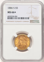 1886-S $5 Liberty Half Eagle NGC MS66+