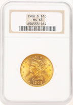 1906-D $10 Liberty Eagle NGC MS65