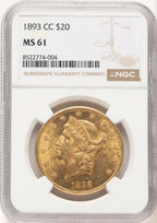 1893-CC $20 Liberty Double Eagle NGC MS61 (781342012)