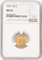 1915 $2.50 Indian Quarter Eagle NGC MS64 (781342019)