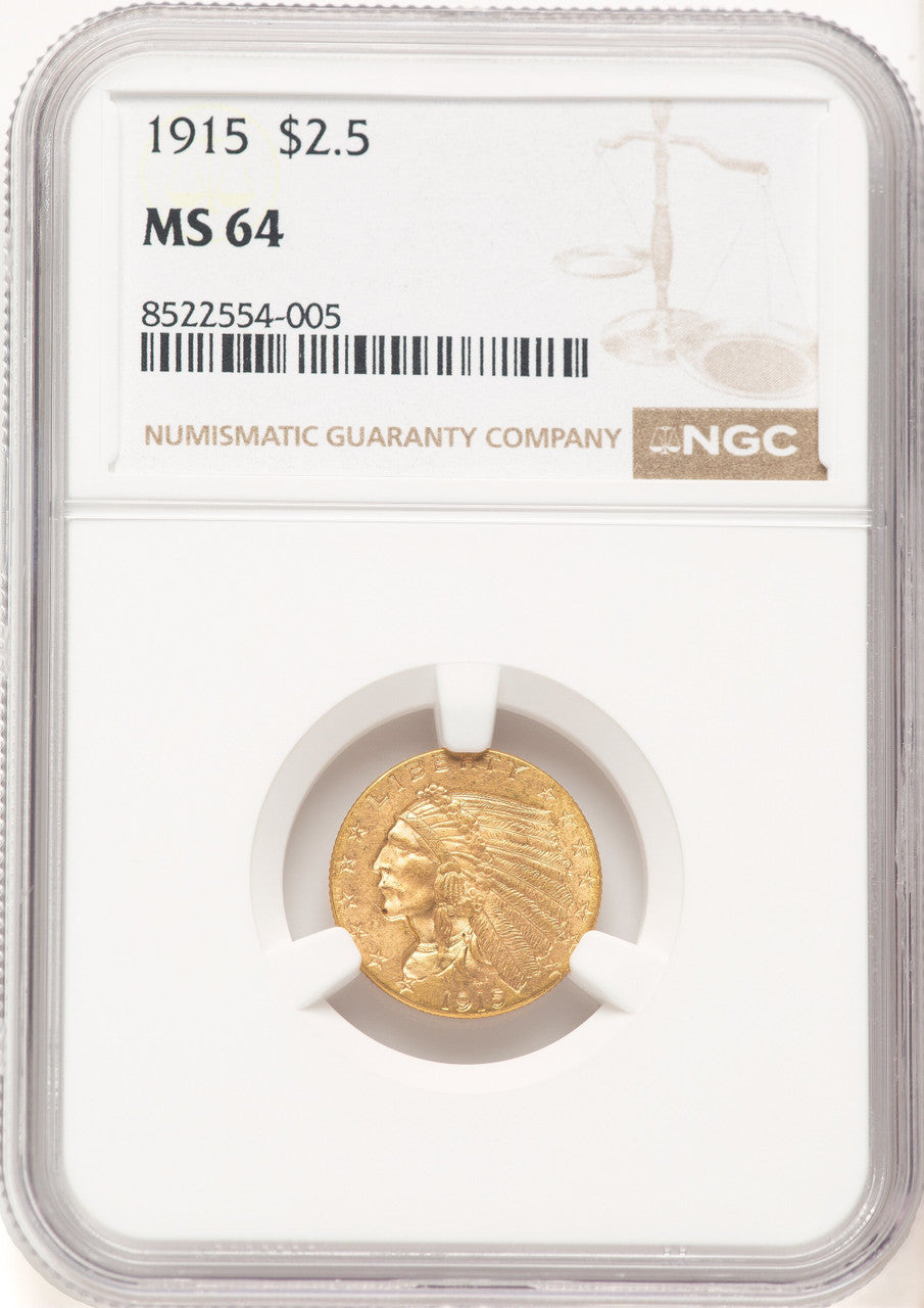 1915 $2.50 Indian Quarter Eagle NGC MS64 (781342019)