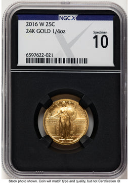 2016-W 25C Standing Liberty 100th Anniversary Gold Centennial X-Label NGCX MS10