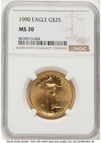 1990 Gold Eagle 1/2 oz Brown Label NGC MS70