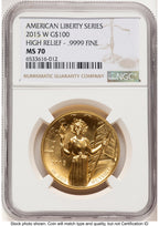 2015-W G$100 American Liberty High Relief Brown Label NGC MS70 (781404008)