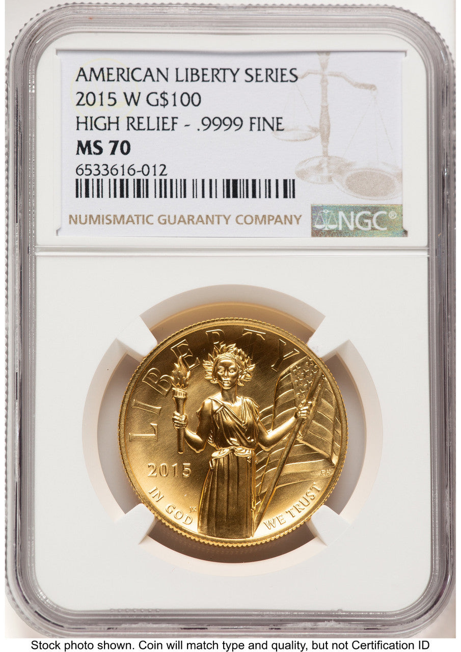 2015-W G$100 American Liberty High Relief Brown Label NGC MS70 (781404008)