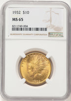 1932 $10 Brown Label Indian Eagle NGC MS65