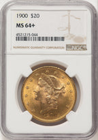1900 $20 Brown Label Liberty Double Eagle NGC MS64+