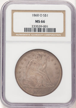 1860-O Seated Dollar NGC MS66