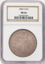 1860-O Seated Dollar NGC MS66