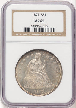 1871 Seated Dollar NGC MS65