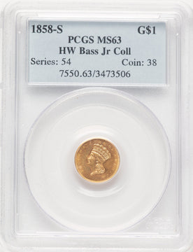 1858-S G$1 Gold Dollar PCGS MS63