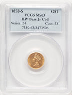 1858-S G$1 Gold Dollar PCGS MS63