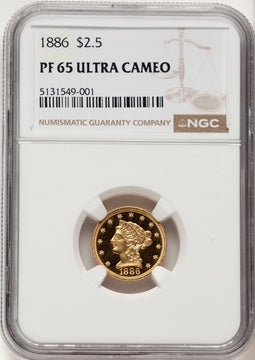 1886 $2.50 Proof Liberty Quarter Eagle NGC PR65