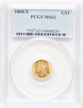 1860-S G$1 Gold Dollar PCGS MS62 (781417044)