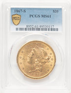 1867-S $20 Liberty Double Eagle PCGS MS61 (781417050)