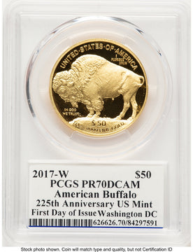 2017-W Proof Gold Buffalo 1 oz FDI Washington PCGS PR70 Ed Moy