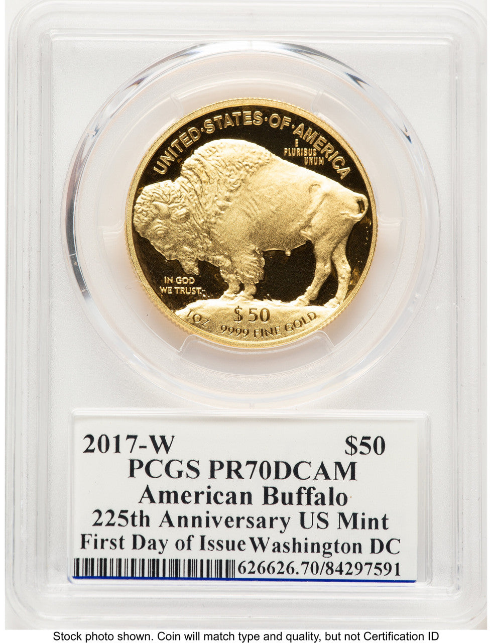 2017-W Proof Gold Buffalo 1 oz FDI Washington PCGS PR70 Ed Moy