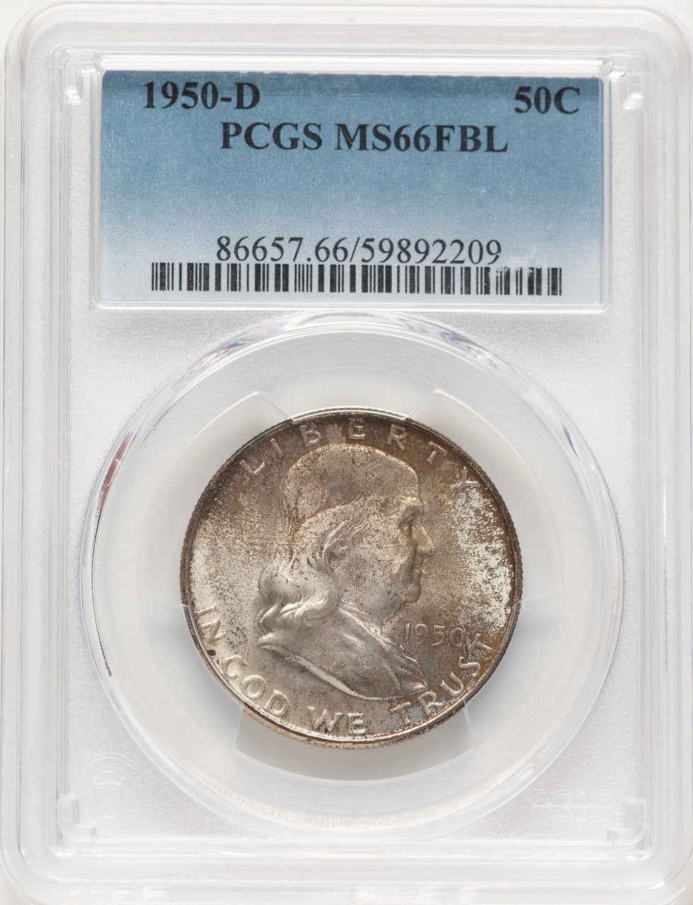 1950-D 50C FL Franklin Half Dollar PCGS MS66