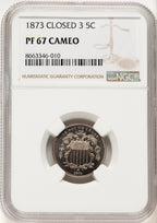 1873 5C Closed 3 CA Proof Shield Nickel NGC PR67