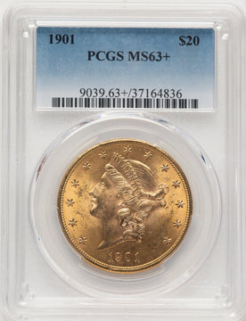 1901 $20 Liberty Double Eagle PCGS MS63+ (781486003)