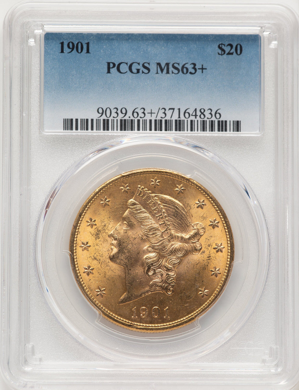 1901 $20 Liberty Double Eagle PCGS MS63+ (781486003)