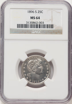 1896-S 25C Barber Quarter NGC MS64