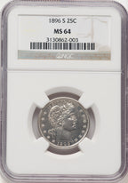 1896-S 25C Barber Quarter NGC MS64