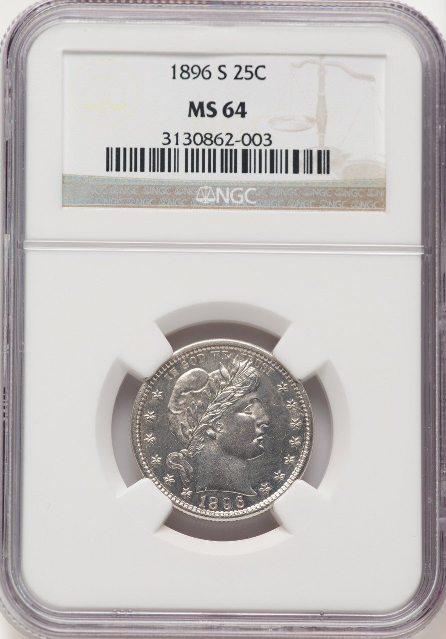 1896-S 25C Barber Quarter NGC MS64