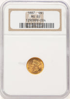 1887 G$1 Gold Dollar NGC MS65