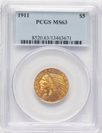 1911 $5 Indian Half Eagle PCGS MS63 (781579004)