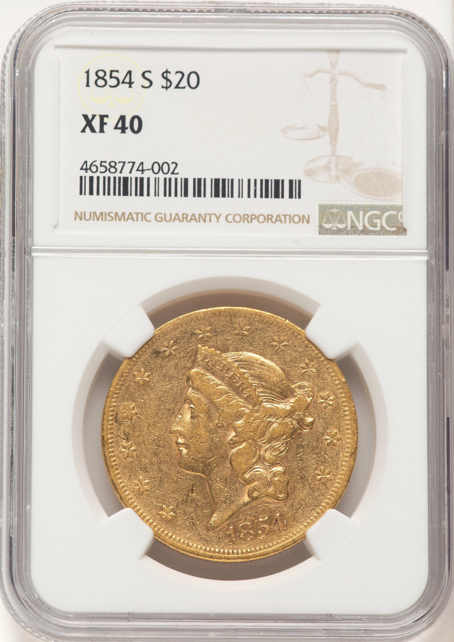 1854-S $20 Liberty Double Eagle NGC XF40