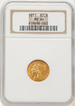 1911 $2.50 Indian Quarter Eagle NGC MS64 (781583007)