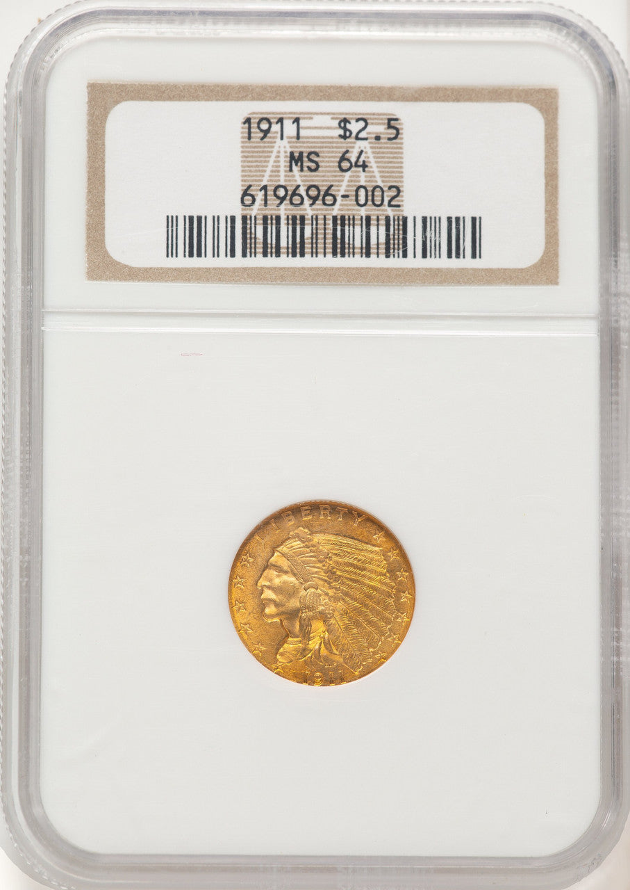 1911 $2.50 Indian Quarter Eagle NGC MS64 (781583007)