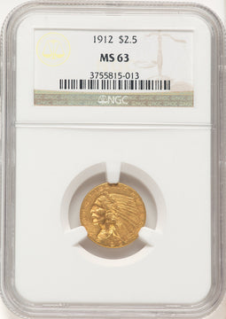 1912 $2.50 Indian Quarter Eagle NGC MS63 (781583008)