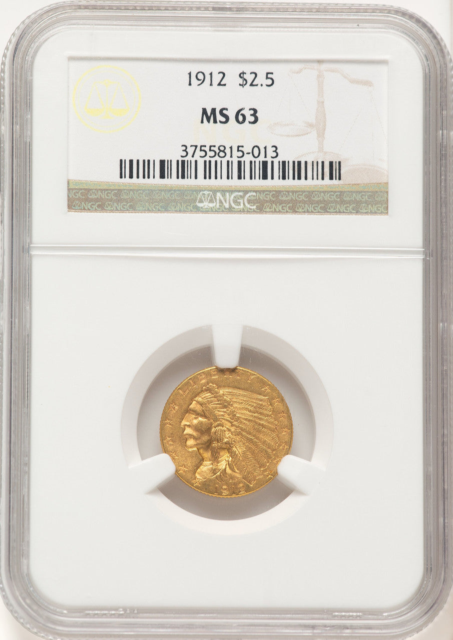 1912 $2.50 Indian Quarter Eagle NGC MS63 (781583008)