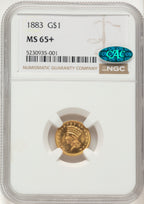1883 G$1 CAC Gold Dollar NGC MS65+