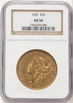 1852 $20 Liberty Double Eagle NGC AU50 (781705002)