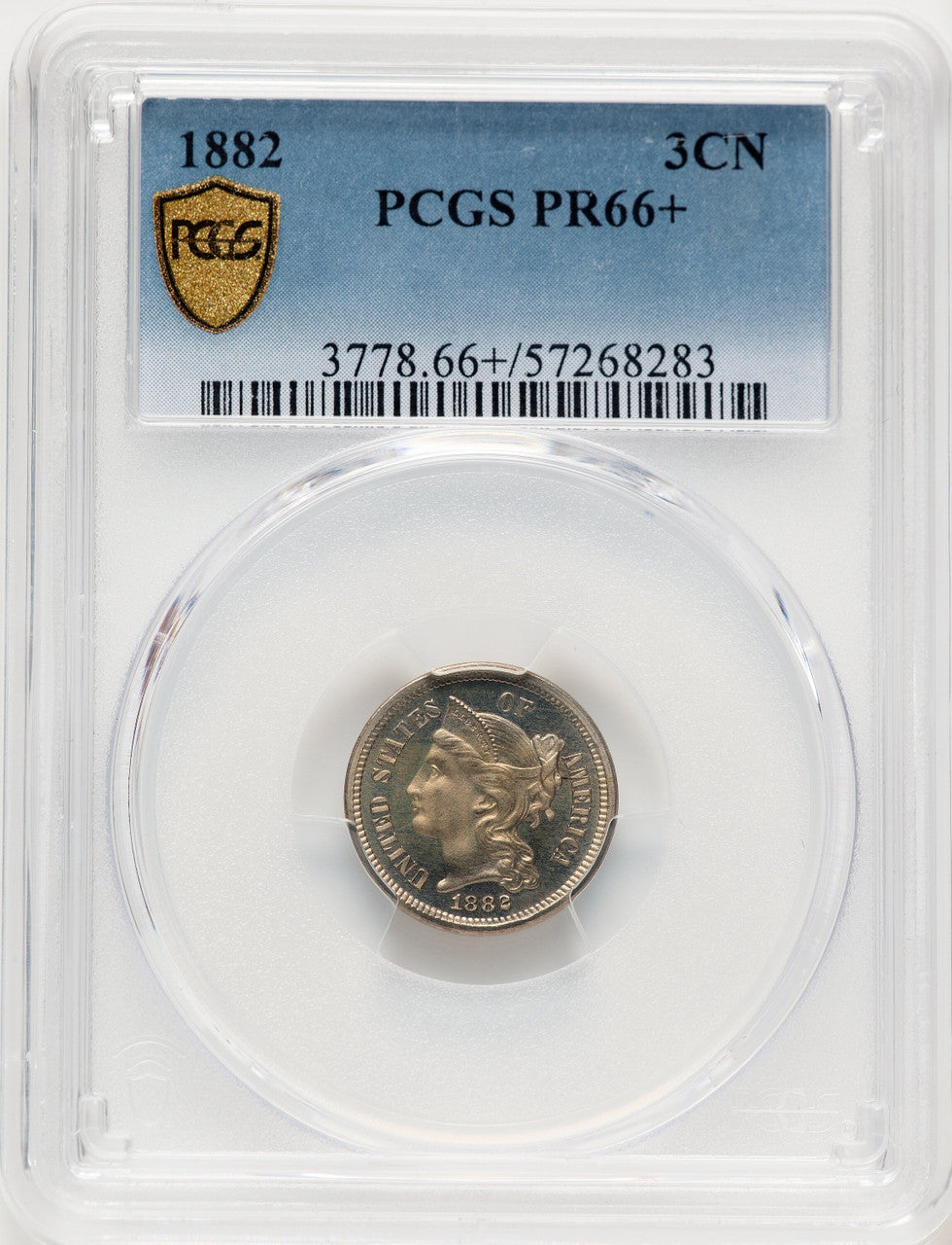1882 3CN Proof Three Cent Nickel PCGS PR66+