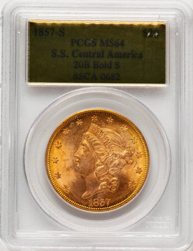 1857-S $20 Bold S Liberty Double Eagle PCGS MS64 (781713007)
