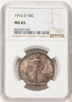 1916-D 50C Walking Liberty Half Dollar NGC MS65 (781727012)