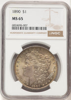 1890 Morgan Dollar NGC MS65