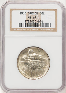 1936 50C Oregon Commemorative Silver NGC MS67