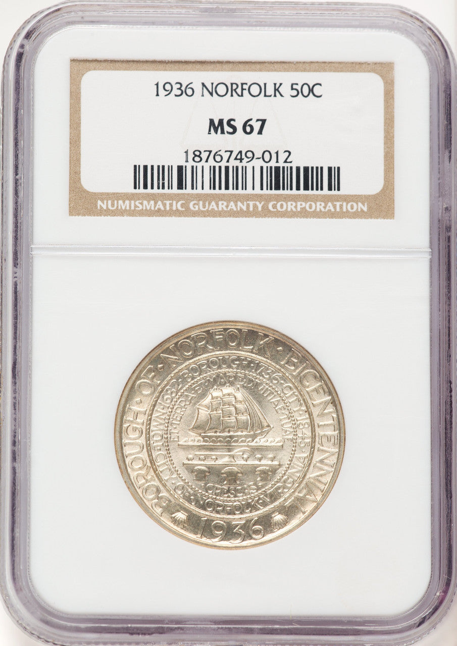 1936 50C Norfolk Commemorative Silver NGC MS67 (781731013)