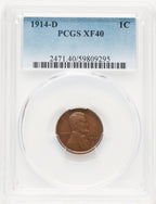 1914-D BN Lincoln Cent PCGS XF40