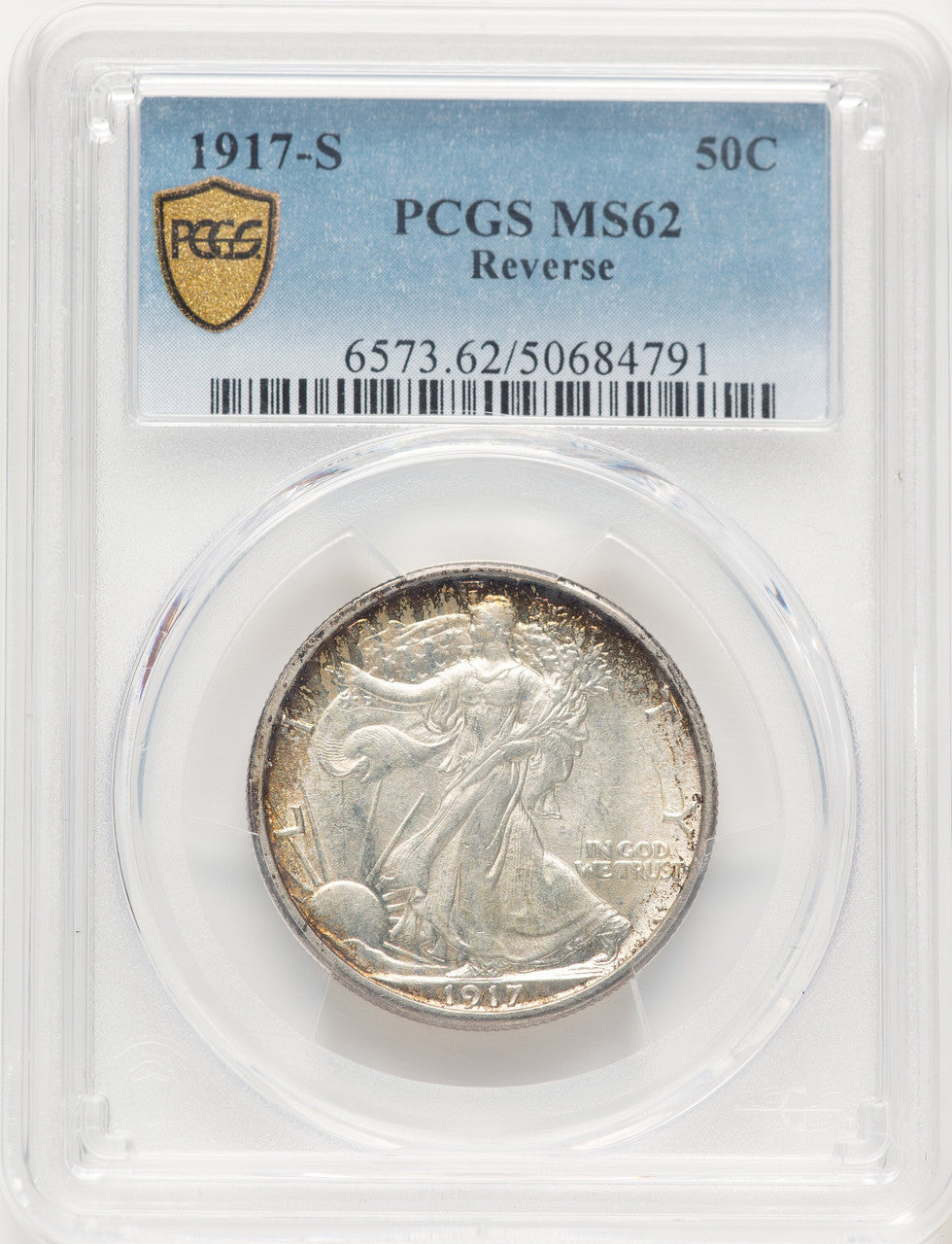 1917-S 50C REVERSE Walking Liberty Half Dollar PCGS MS62 (781731047)
