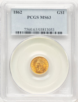 1862 G$1 Gold Dollar PCGS MS63 (781731071)