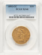 1892-CC $10 Liberty Eagle PCGS XF40