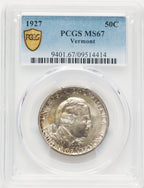 1927 50C Vermont Commemorative Silver PCGS MS67 (781731089)